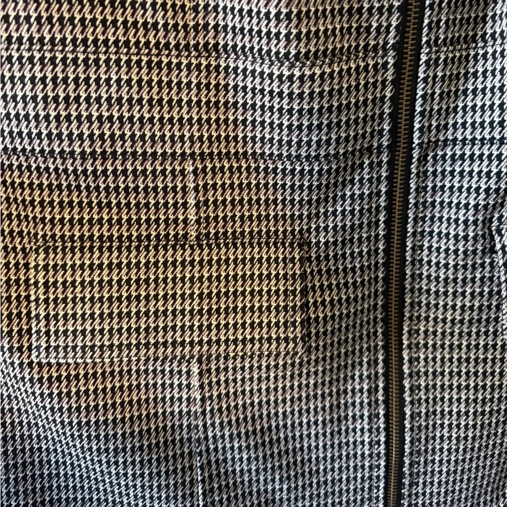 CAbi ‘Baron Blazer’ Chic Black, Brown & Cream Houndstooth Jacket. Unlined. Zip. - Picture 3 of 10